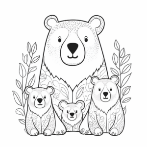 Stylized Bear Family Coloring Pages for Artistic Minds 4