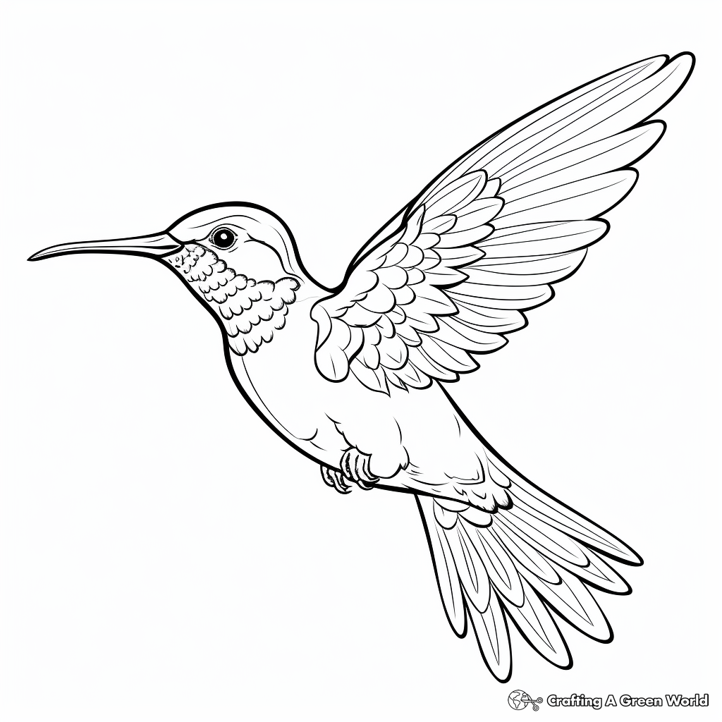 Stylized Broad-Tailed Hummingbird Coloring Pages 1