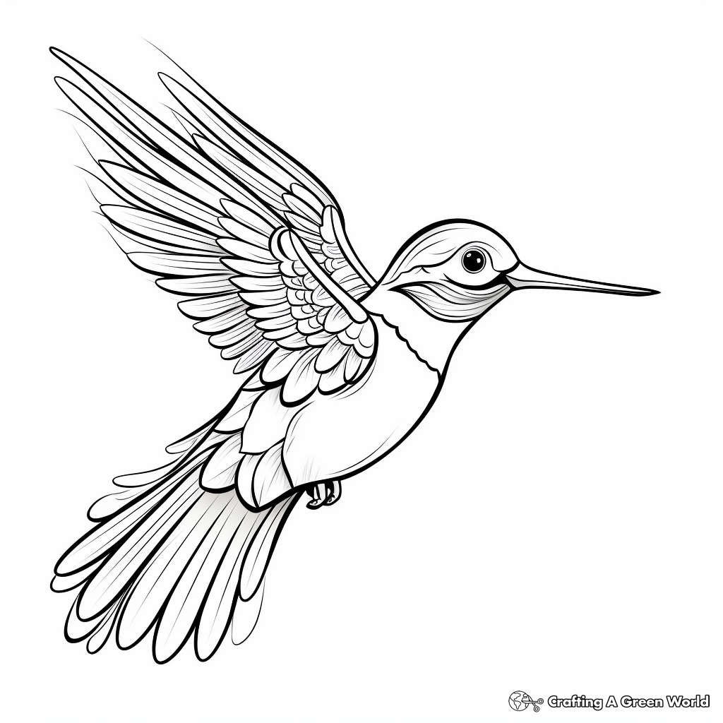 Stylized Broad-Tailed Hummingbird Coloring Pages 2