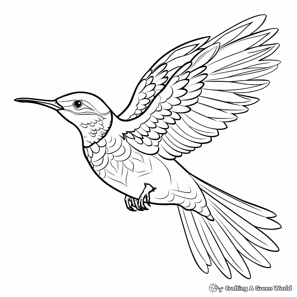 Stylized Broad-Tailed Hummingbird Coloring Pages 4