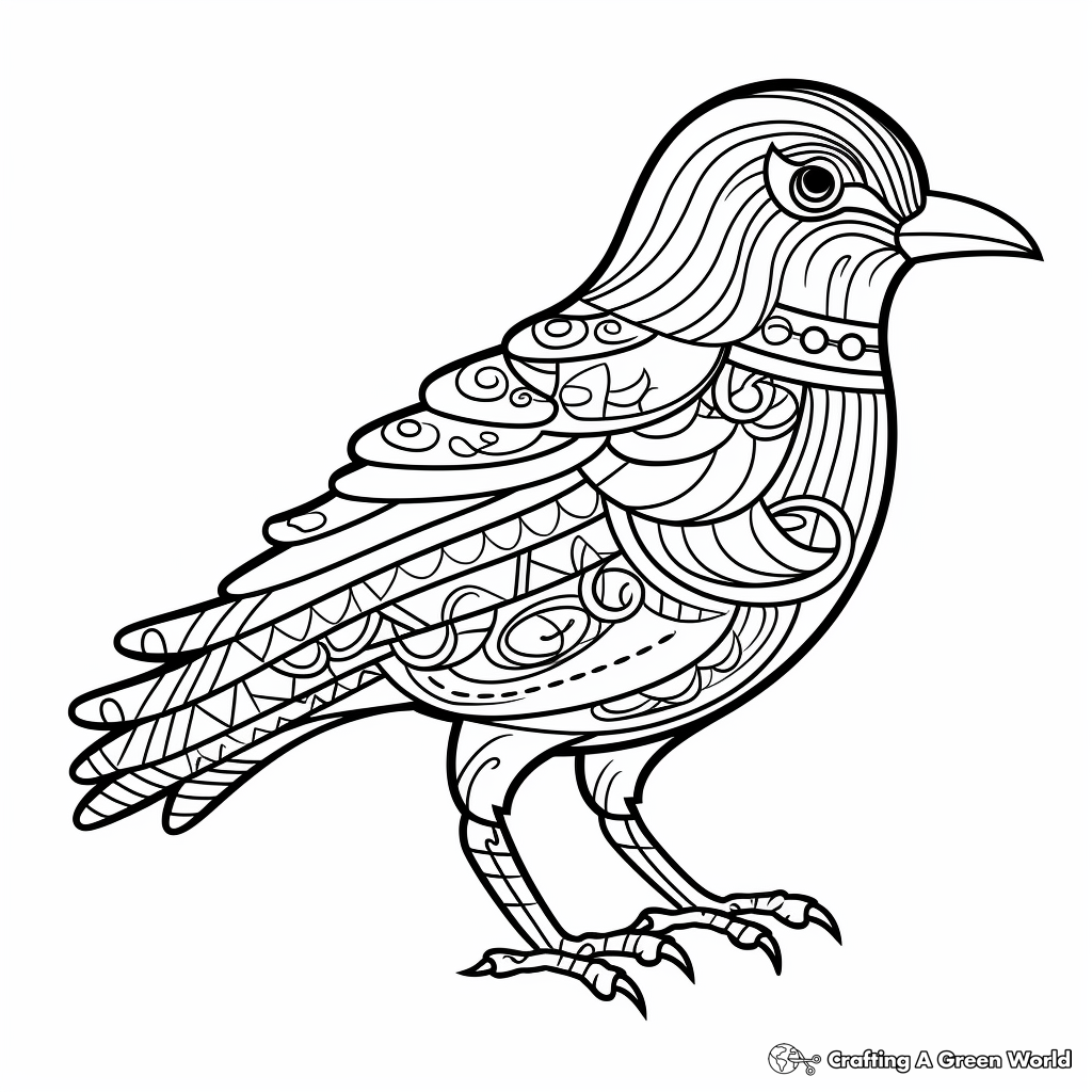 Stylized Crow Adult Coloring Pages 1