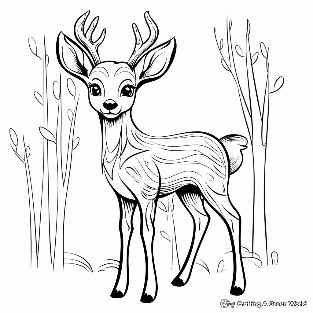 Stylized Deer Coloring Pages for Artists 2