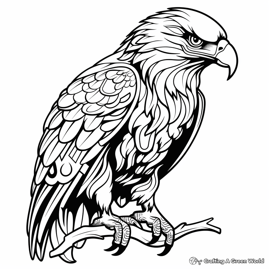 Stylized Eagle Tattoo Design Coloring Pages 4