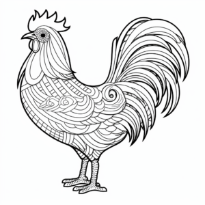 Stylized Fancy Chicken Breed Coloring Sheets 2