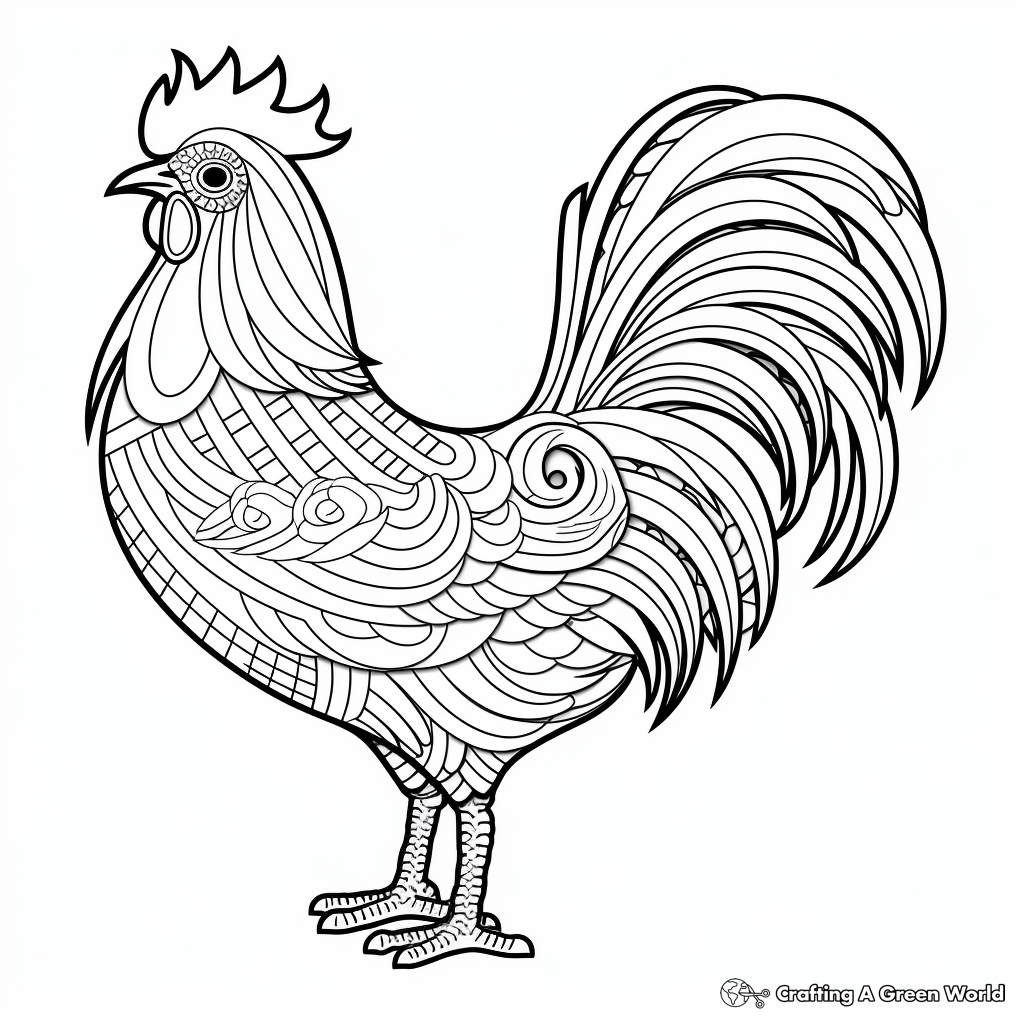 Stylized Fancy Chicken Breed Coloring Sheets 2