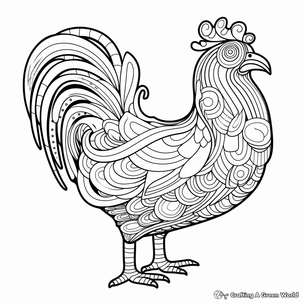 Stylized Fancy Chicken Breed Coloring Sheets 3