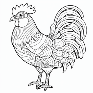 Stylized Fancy Chicken Breed Coloring Sheets 4