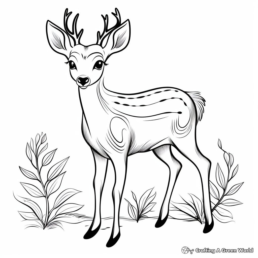 Stylized Folk Art Deer Coloring Pages 4