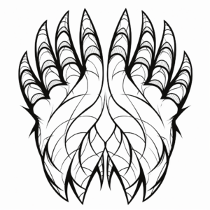 Stylized Grizzly Bear Paw Coloring Pages for Artists 1