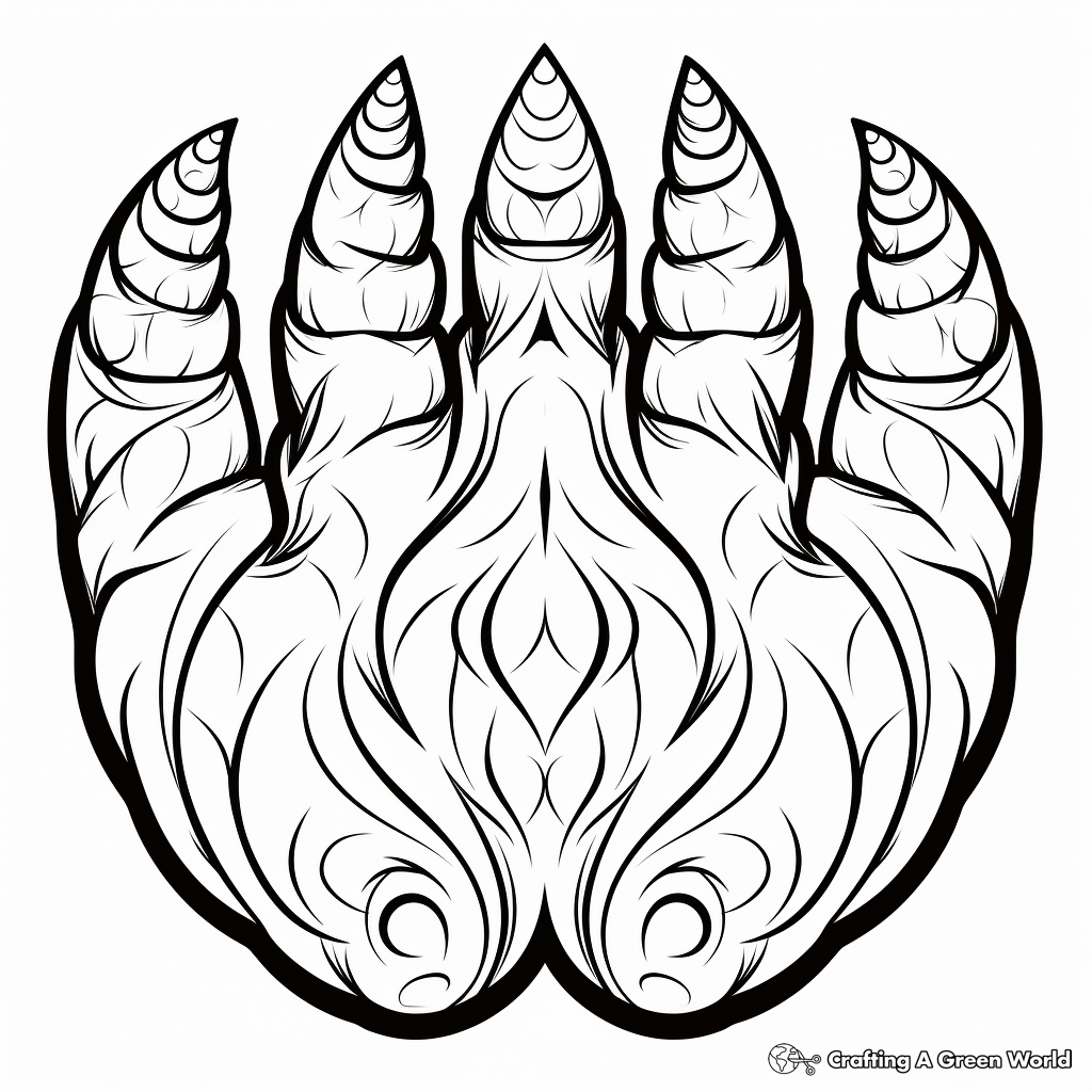 Stylized Grizzly Bear Paw Coloring Pages for Artists 3