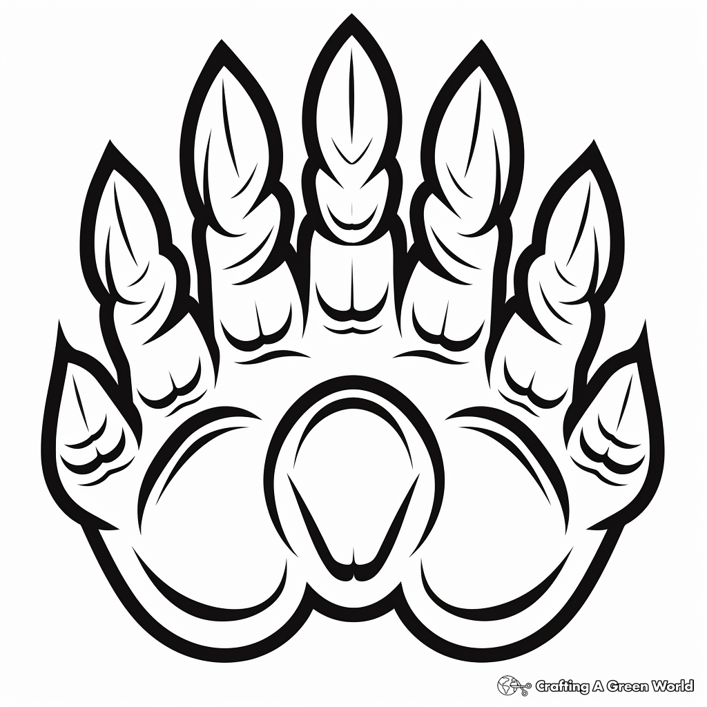 Stylized Grizzly Bear Paw Coloring Pages for Artists 4