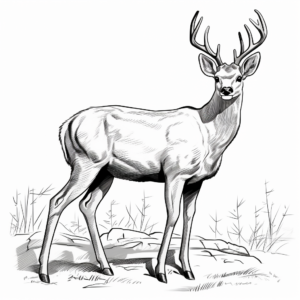 Stylized Mule Deer Coloring Pages for Advanced Artists 1