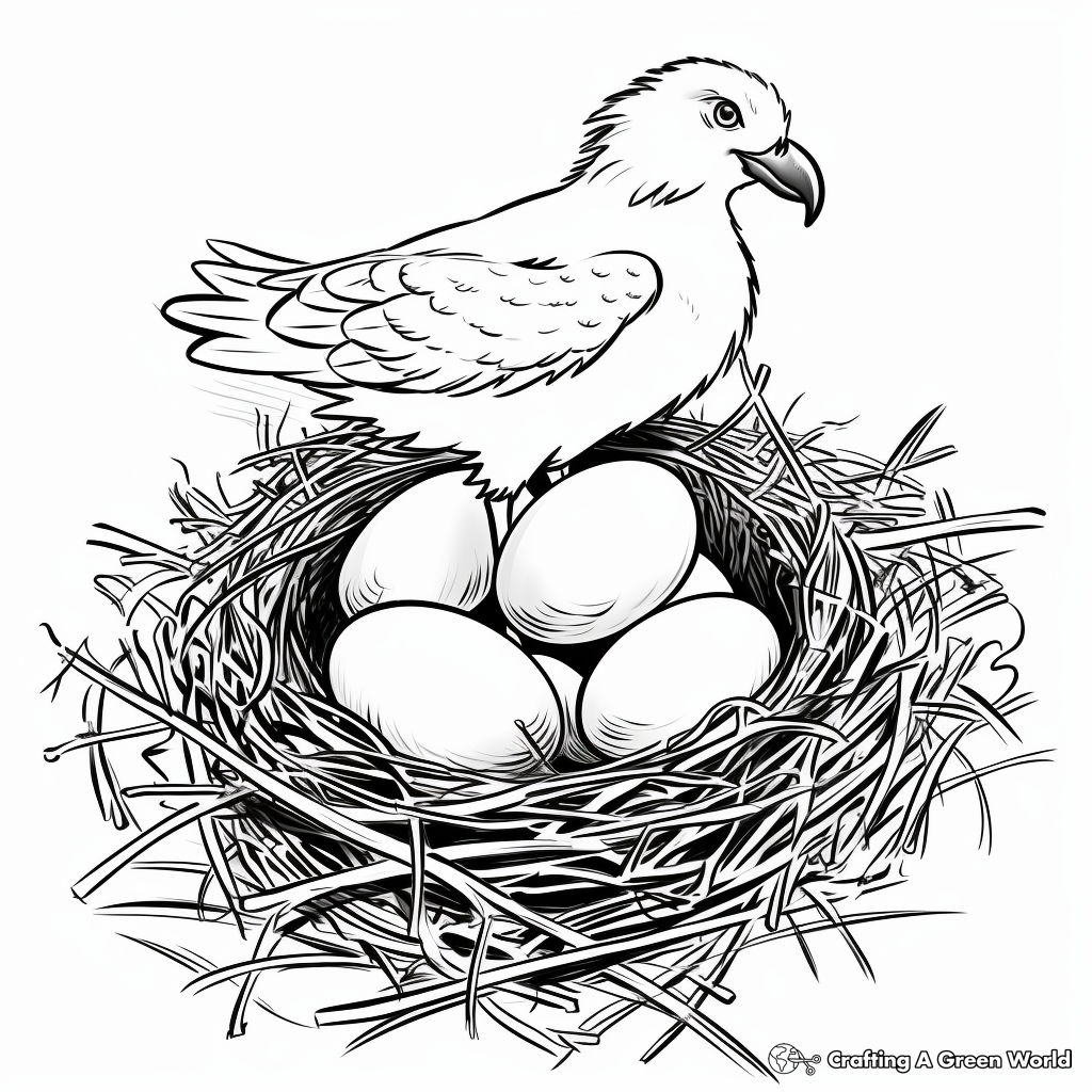 Stylized Osprey Nest Coloring Pages 1