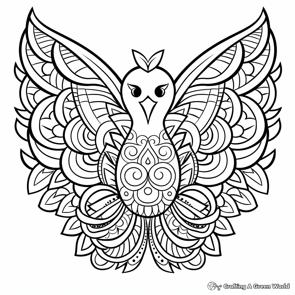 Stylized Peace Dove in Mandala Coloring Pages 3