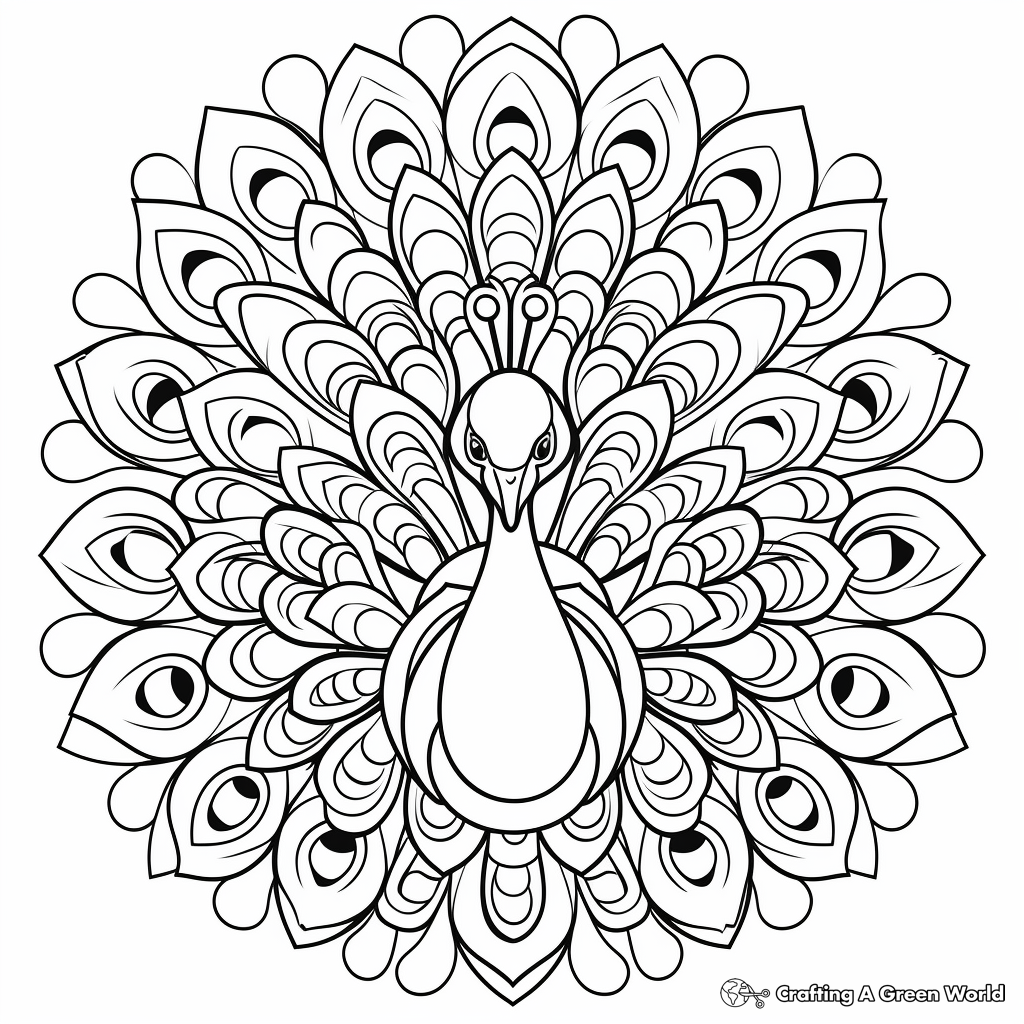 Stylized Peacock Mandala Coloring Pages 2