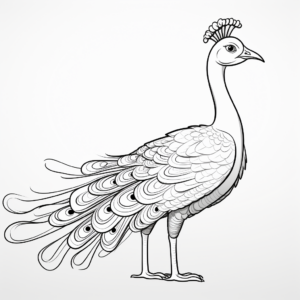 Stylized Peacock with Open Tail Coloring Pages 1