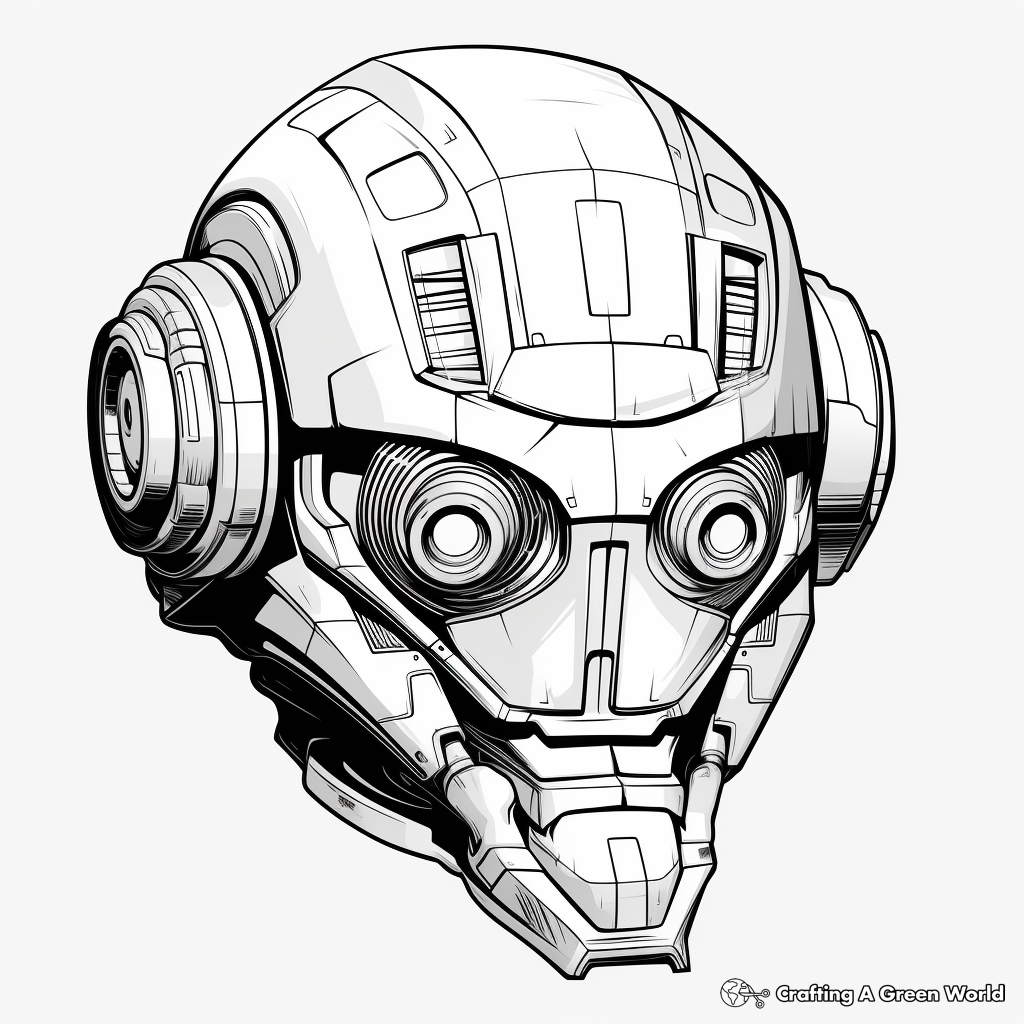 Stylized Robot Head Coloring Pages: Futuristic Fun 1