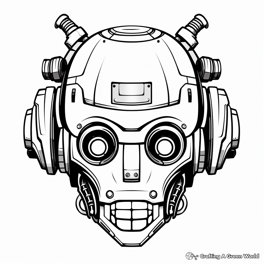 Stylized Robot Head Coloring Pages: Futuristic Fun 2