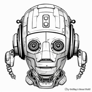 Stylized Robot Head Coloring Pages: Futuristic Fun 3