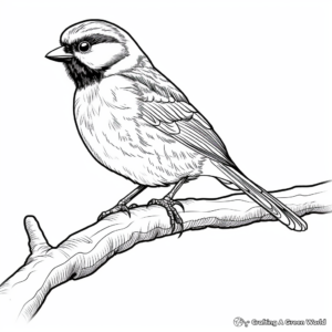 Stylized Siberian Tit Chickadee Coloring Pages 1