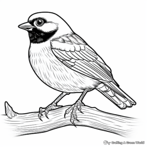 Stylized Siberian Tit Chickadee Coloring Pages 2