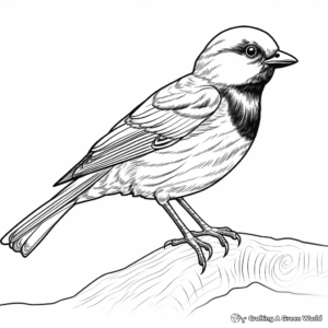 Stylized Siberian Tit Chickadee Coloring Pages 4