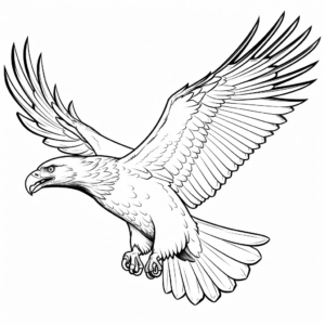 Stylized Steller's Sea Eagle Flying Coloring Pages 1