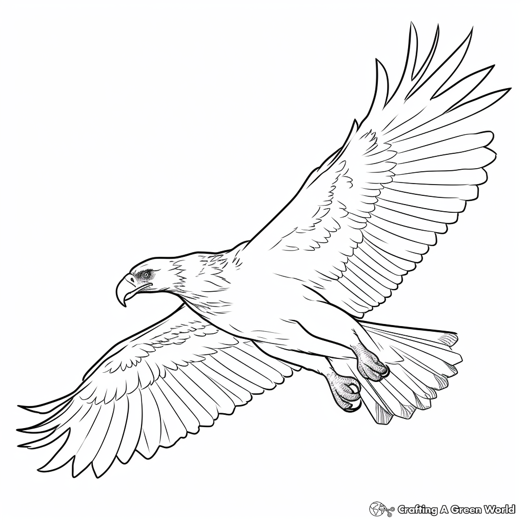 Stylized Steller's Sea Eagle Flying Coloring Pages 2