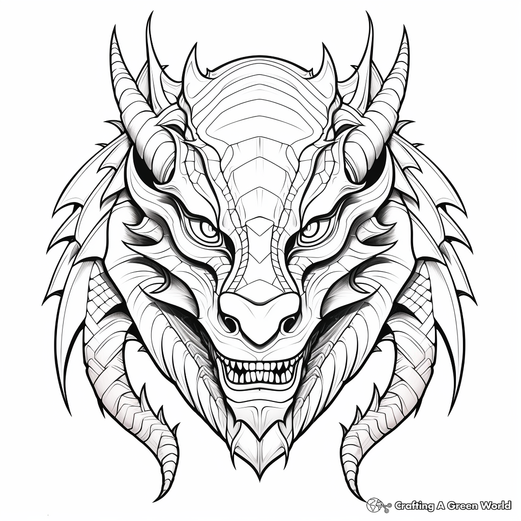 Stylized Symmetrical Dragon Coloring Pages 3