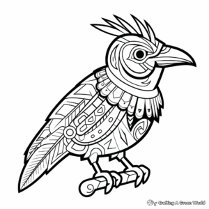 Stylized Tribal Blue Jay Coloring Pages 2