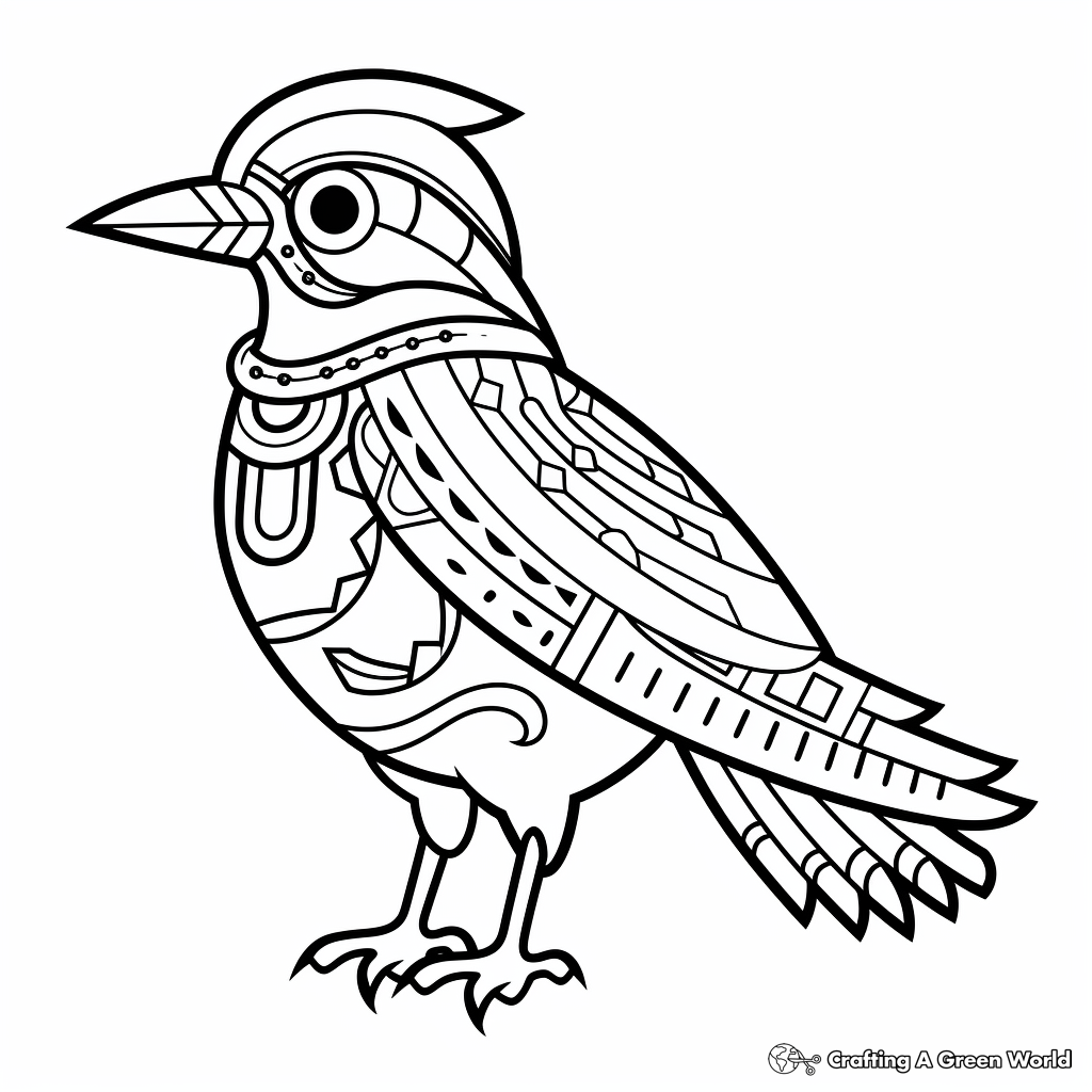 Stylized Tribal Blue Jay Coloring Pages 4
