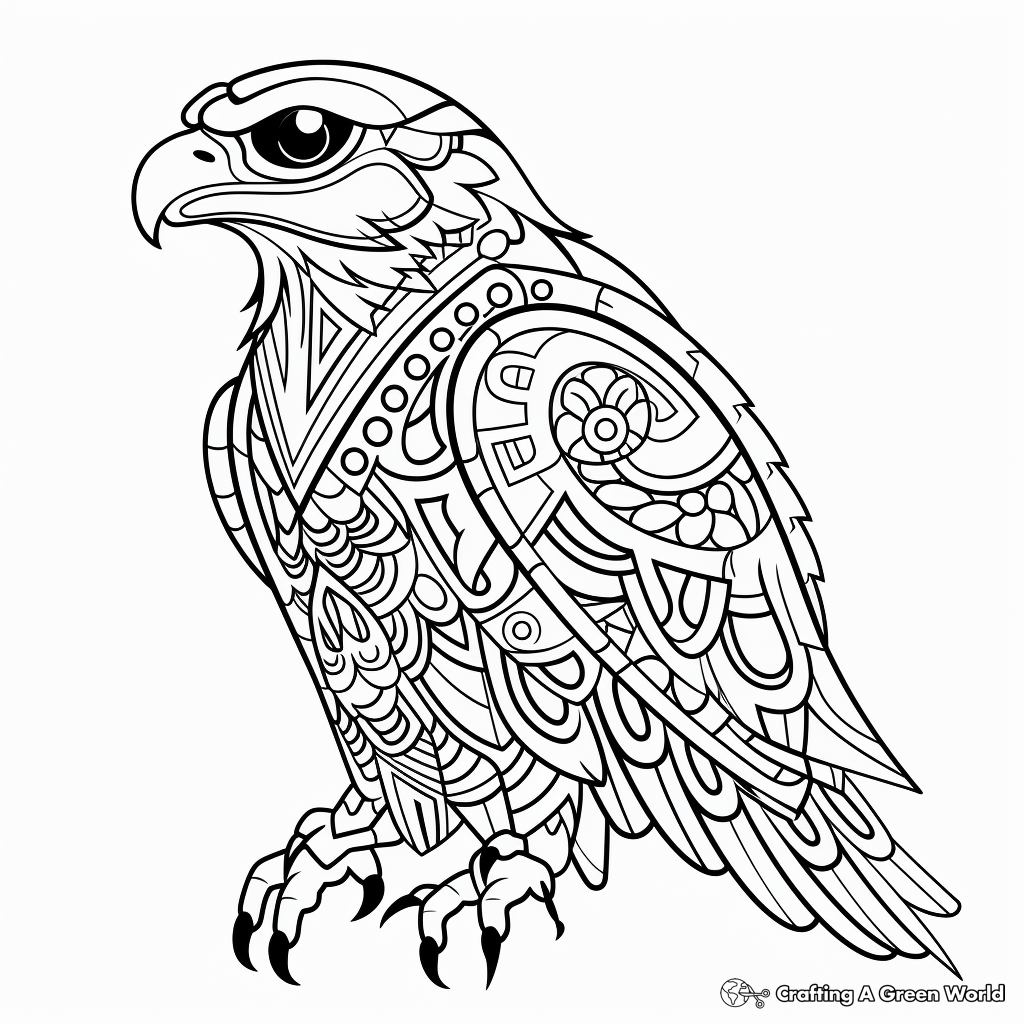 Stylized Tribal Eagle Coloring Pages for Artists 1