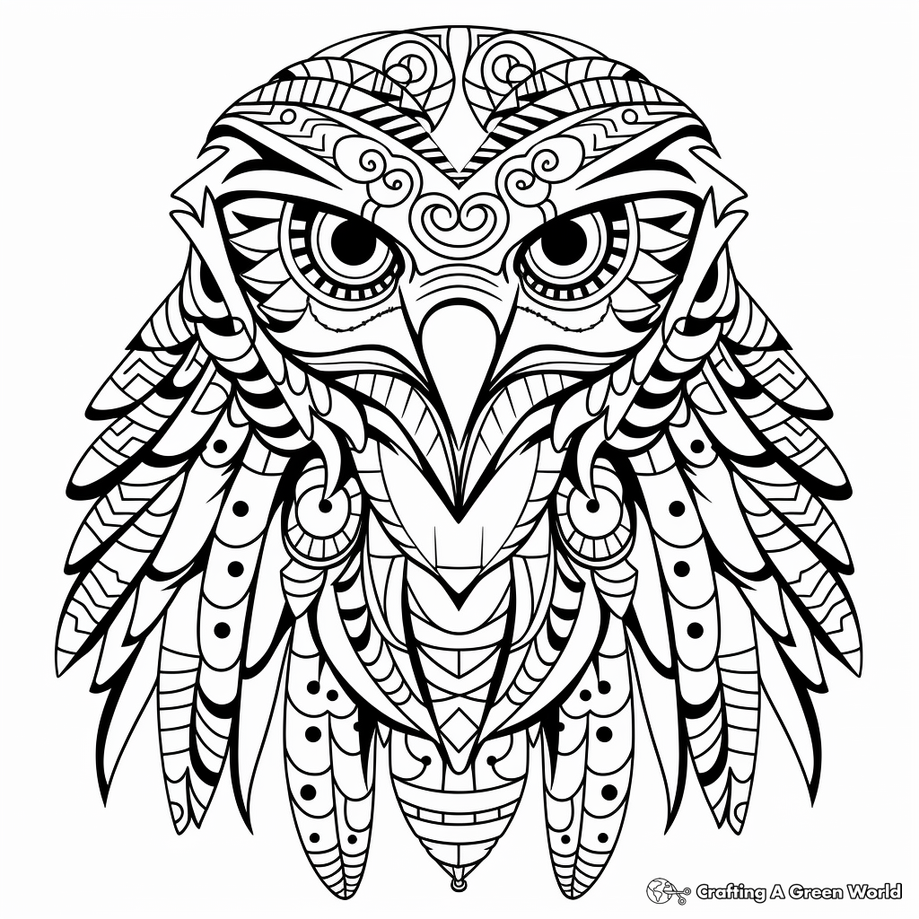 Stylized Tribal Eagle Coloring Pages for Artists 2