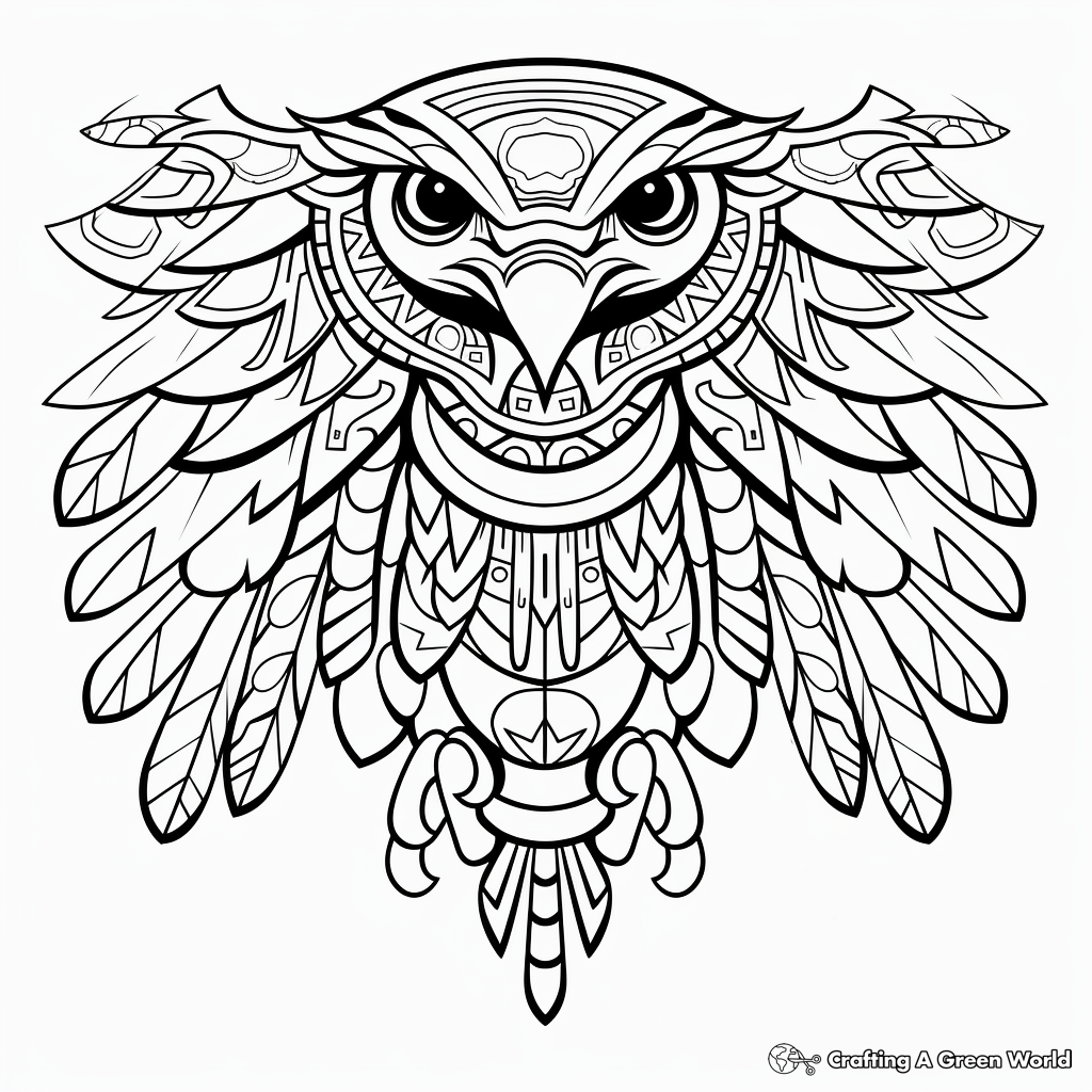 Stylized Tribal Eagle Coloring Pages for Artists 4