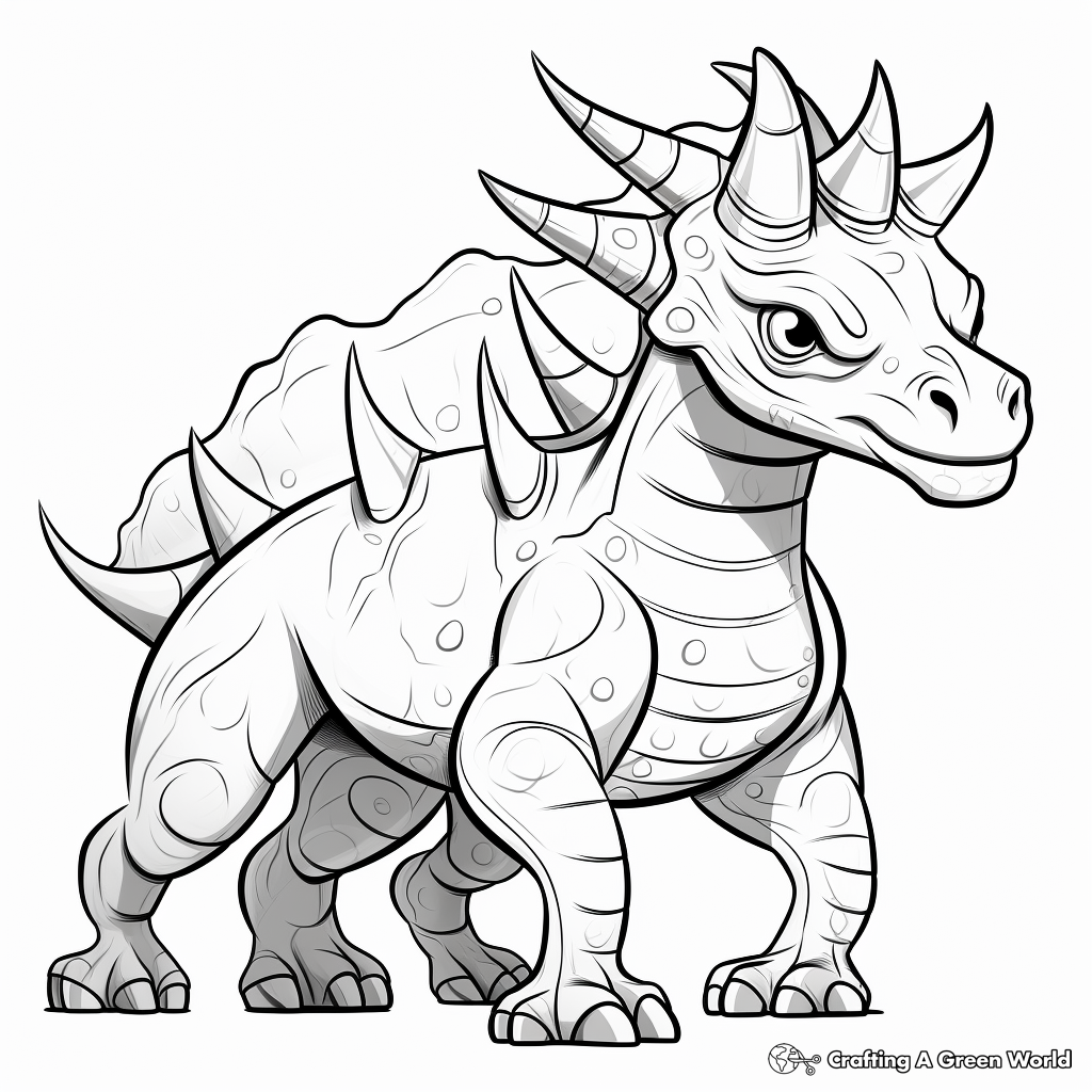Styracosaurus and Other Dinosaurs Coloring Pages 1