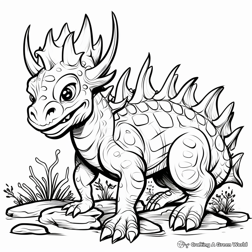 Styracosaurus and Other Dinosaurs Coloring Pages 2