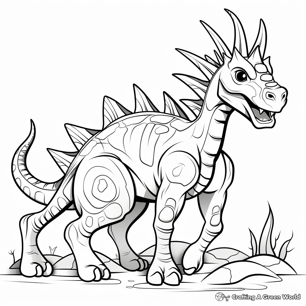 Styracosaurus and Other Dinosaurs Coloring Pages 4