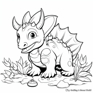 Styracosaurus Eating Plants Coloring Page 2