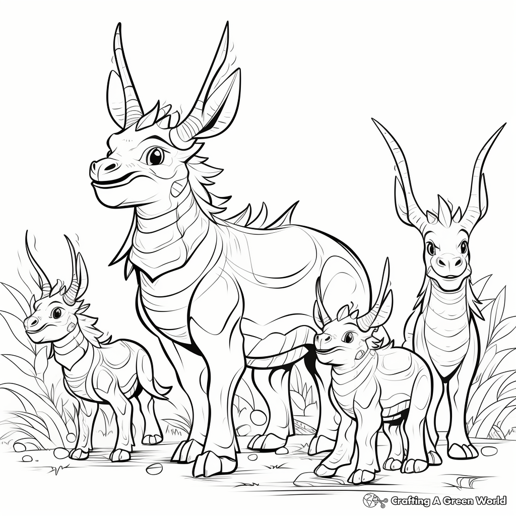 Styracosaurus Family Coloring Pages 1