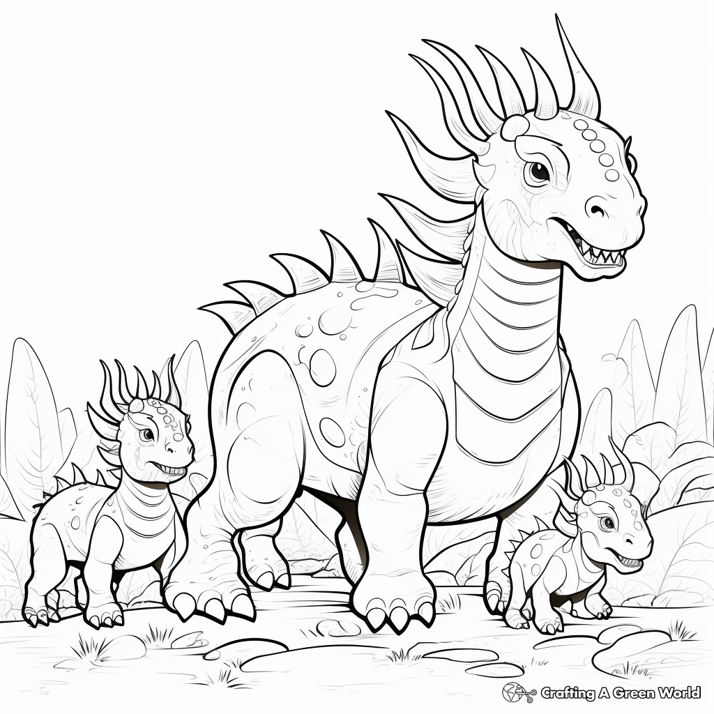 Styracosaurus Family Coloring Pages 2