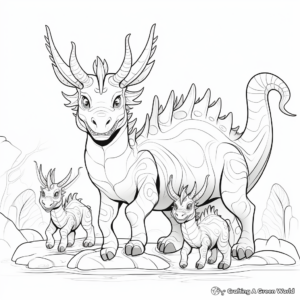 Styracosaurus Family Coloring Pages 3