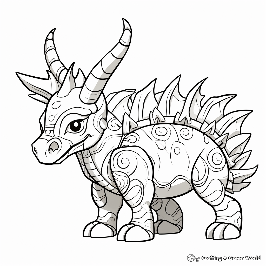 Styracosaurus Fossil Coloring Sheets 2