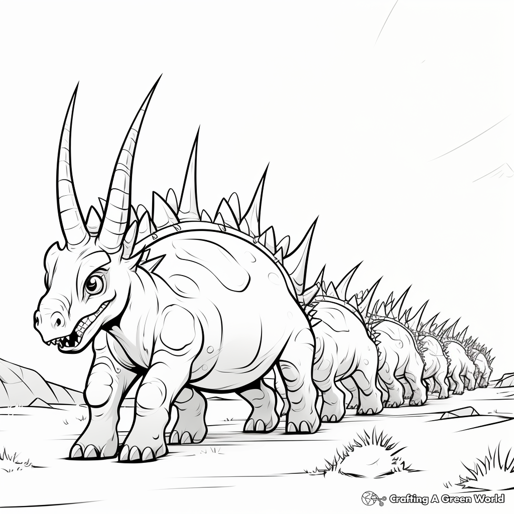 Styracosaurus Herd Migrating Coloring Pages 3