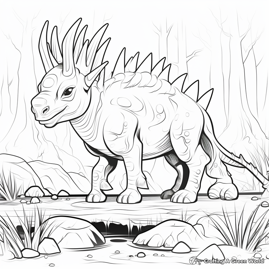 Styracosaurus in its Natural Habitat Coloring Pages 1