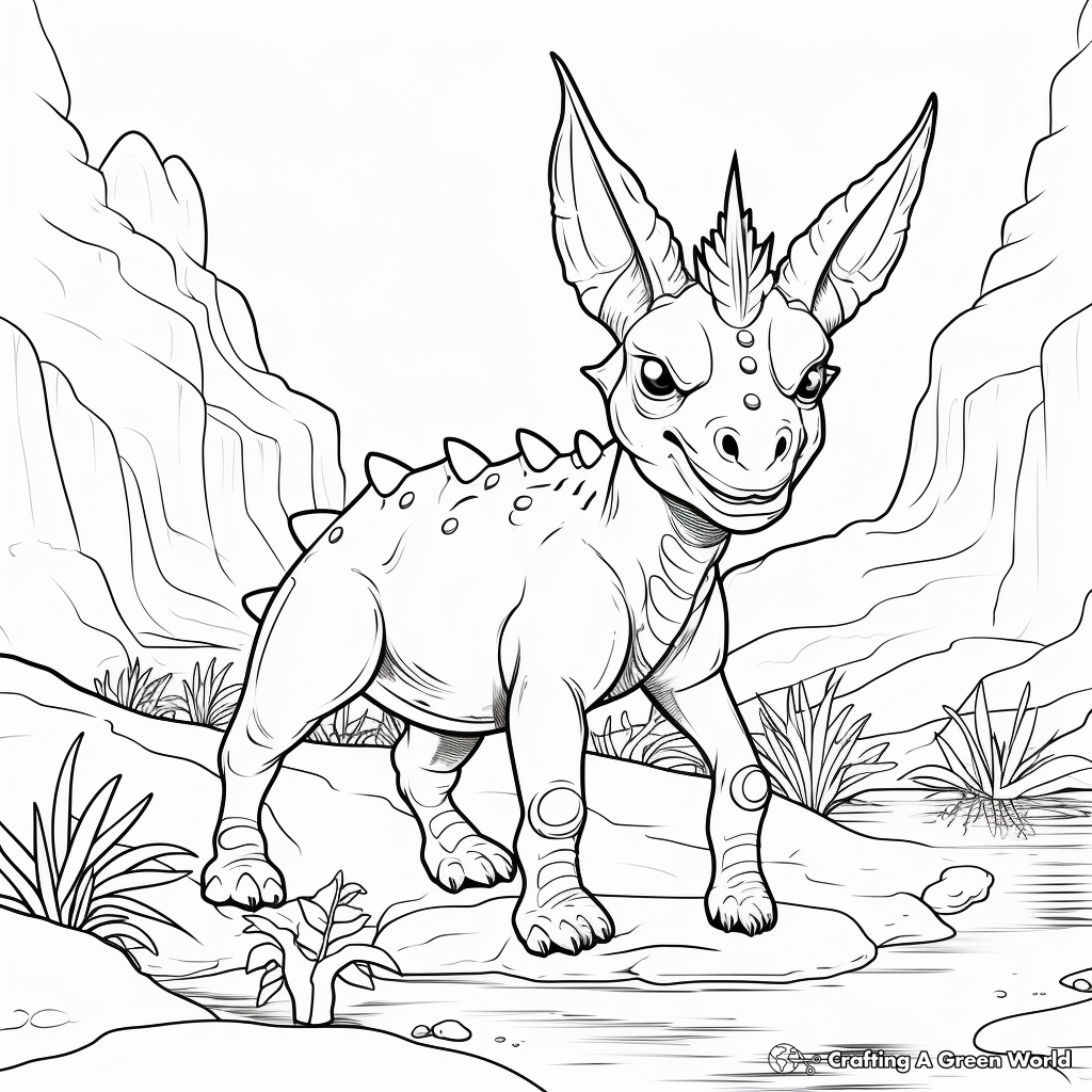 Styracosaurus in its Natural Habitat Coloring Pages 3