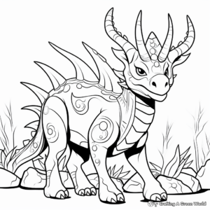 Styracosaurus in the Cretaceous Period Coloring Page 1