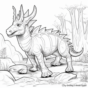Styracosaurus in the Cretaceous Period Coloring Page 2