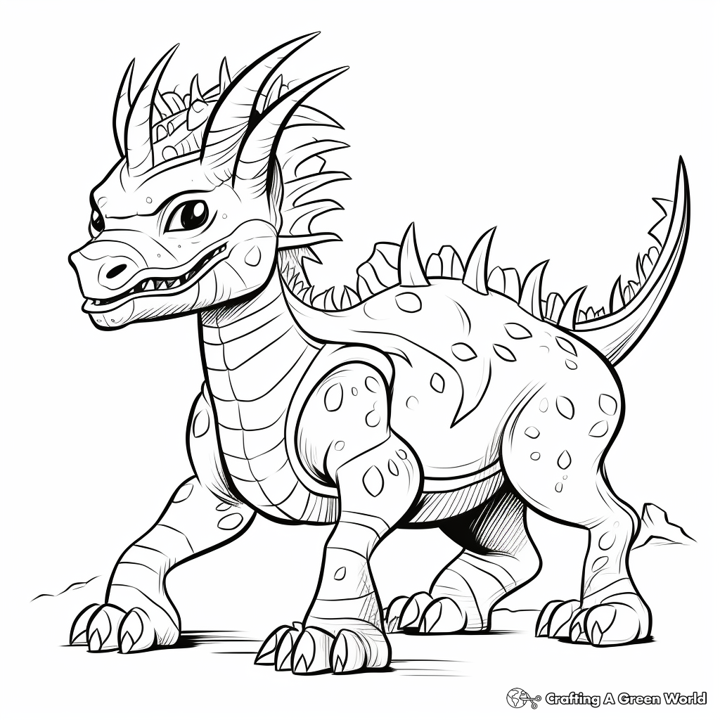 Styracosaurus in the Cretaceous Period Coloring Page 3