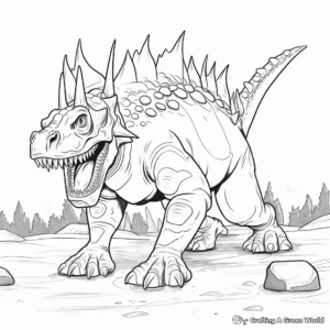 Styracosaurus vs T-Rex Dynamic Battle Coloring Pages 1