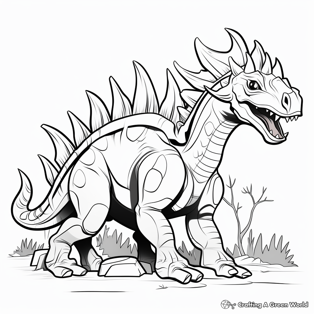 Styracosaurus vs T-Rex Dynamic Battle Coloring Pages 2